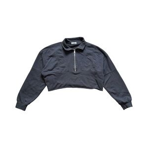 Garage Grey Cropped Quarter-Zip Top